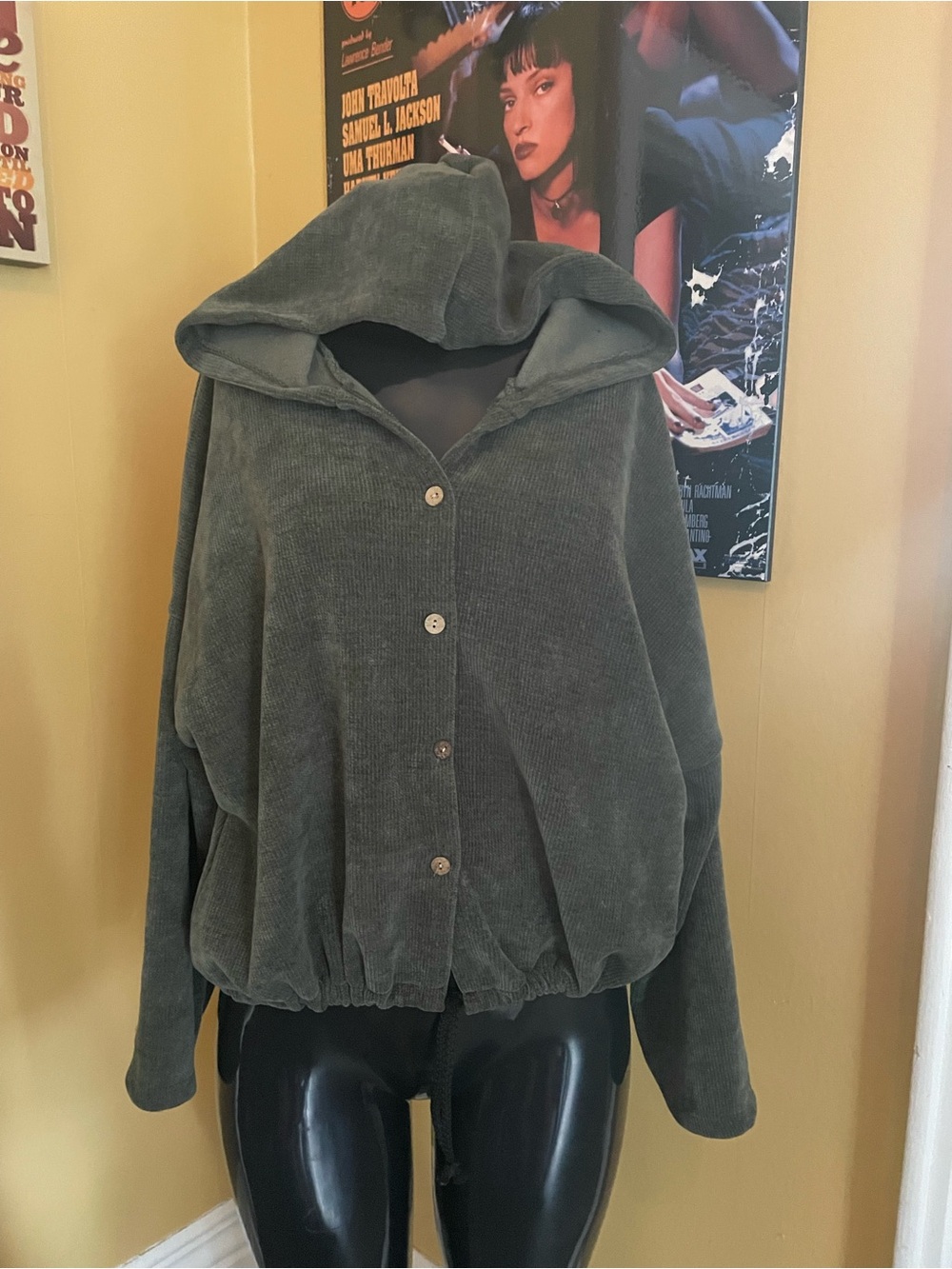 Cozy Oversized Button-Up Hooded Sweater— ( Small )